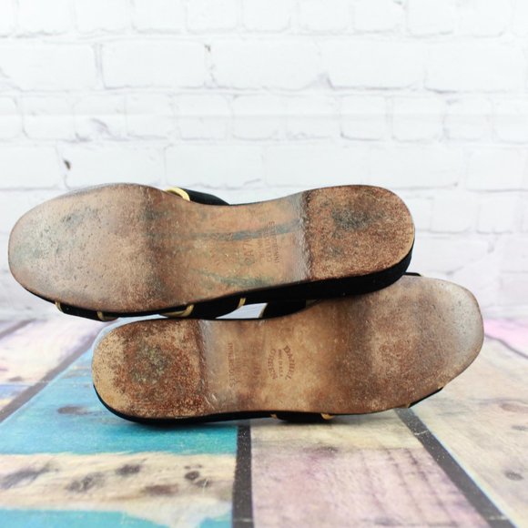 VTG Daniel Green Black Velvet Criss Cross Low Wedge Sandals 7 - Picture 9 of 9